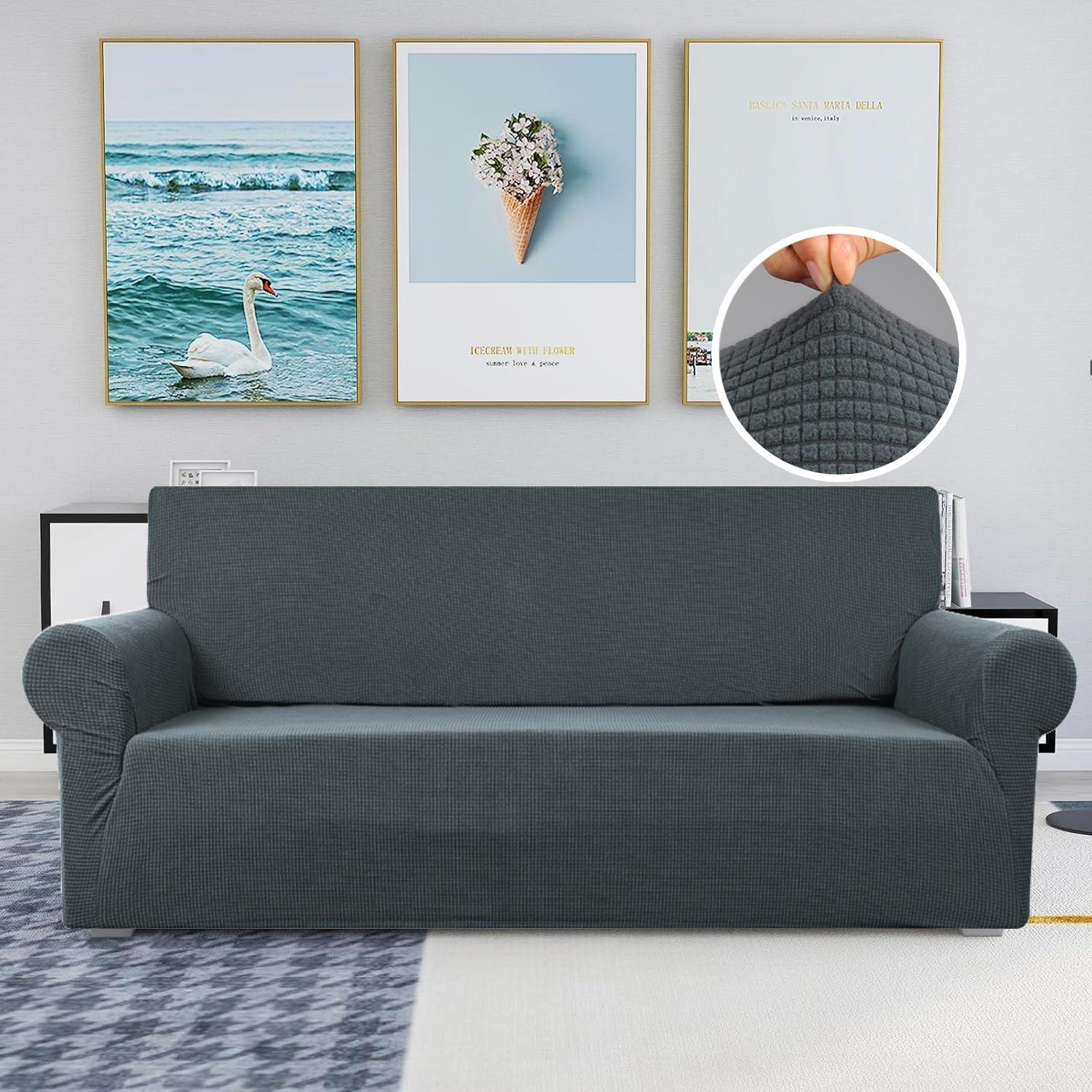 

Эластичные чехлы для дивана 1/2/3/4-местные Чехлы на подушки дивана Жаккардовые чехлы для дивана Моющиеся чехлы для дивана Защита мебели для детей и домашних животных 1seat (90-140cm) темно серый
