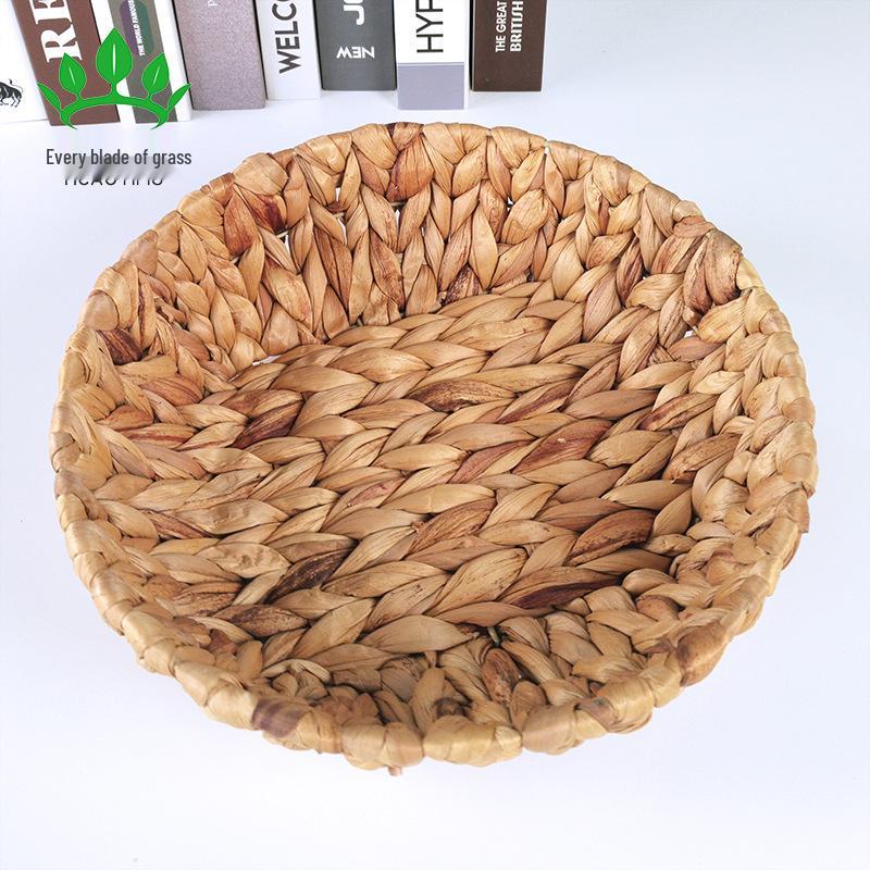 Calabash Grass Round Woven Storage Basket - Straw Organizer & Bread Basket