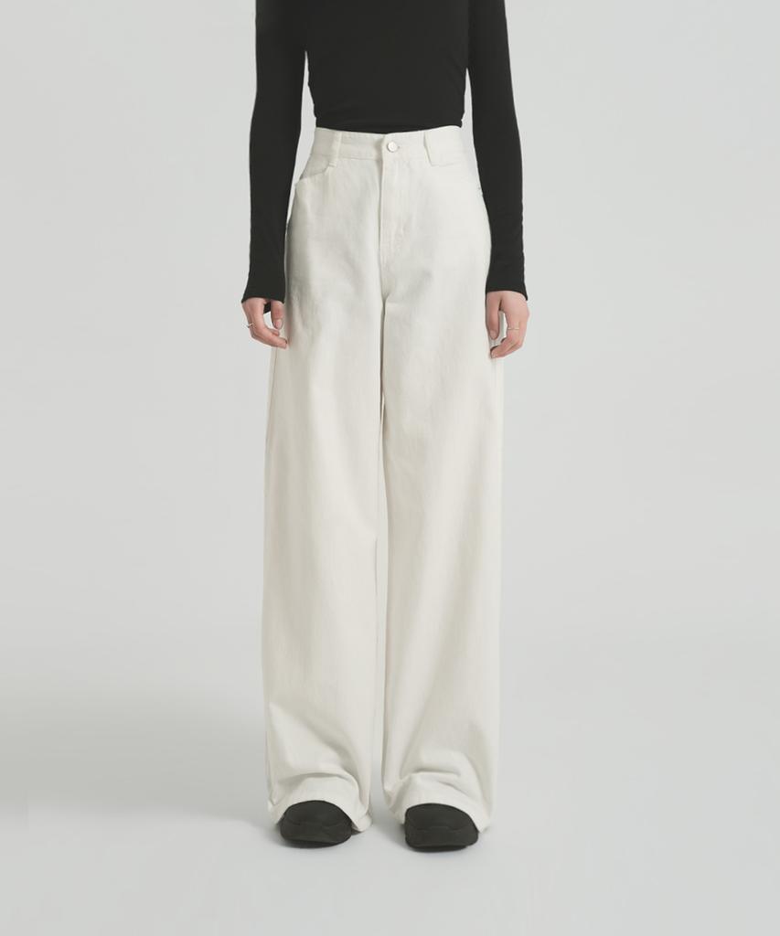 GOLDPERCENT Women'S Look Vintage Point Button Wide Cotton Pants (2 Colors, Big Size)