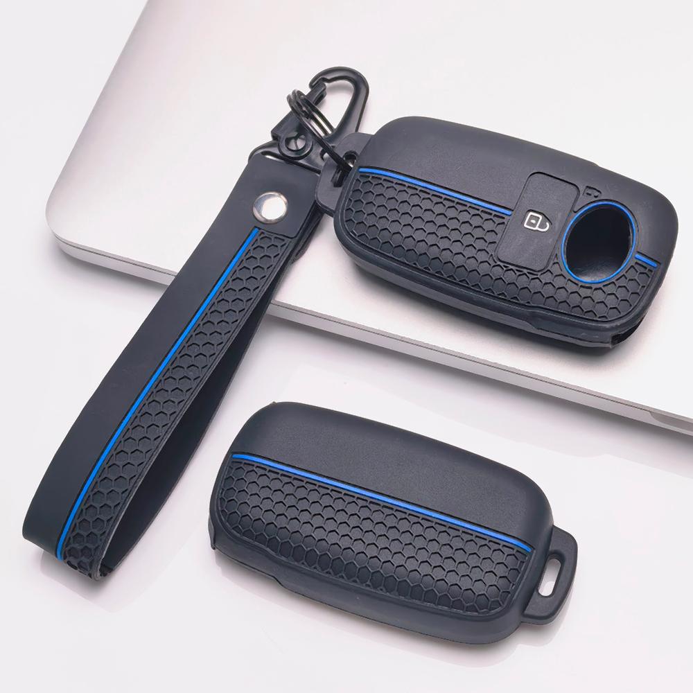 Honeycomb Silicone Key Fob Strap for Toyota Raize Veloz Avanza Wigo Rush Calya Sigra Agya Honeycomb Texture Wear Resistant Detachable Keychain Holder