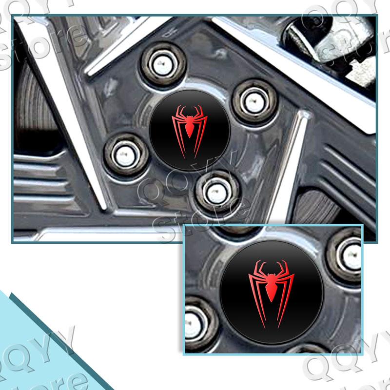4Pcs 56mm Aluminium Red Spider Logo Car Wheel Center Hub Cap Rims Dust-proof Cover Hubcaps Sticker For Universal Car Accessories