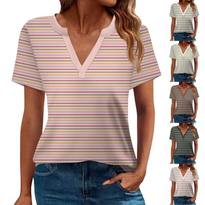 Damen T-Shirt Bedruckt Kurzarm Alltagsmode Wochenende Basic V-Ausschnitt Normales Oberteil