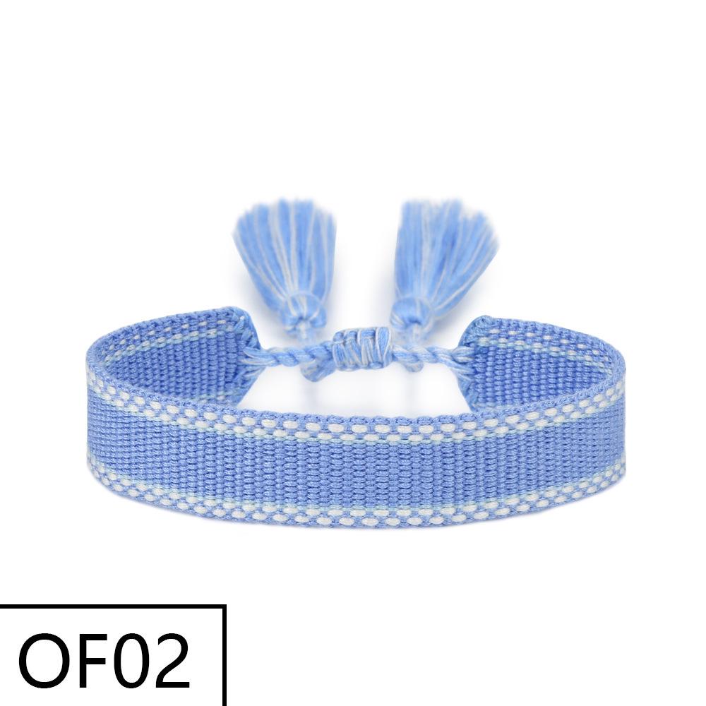 Embroiderable Polyester Cotton Letter Tassel Bracelet for Women – 1.5cm Woven Wristband
