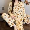 Air cotton pajamas women's autumn and winter long sleeves thickened interlayer warm stars cat student loungewear real shot