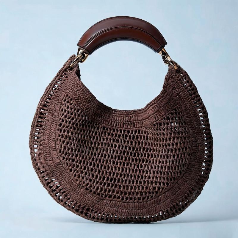 

Luxury Crescent-shaped Woven Handbag Stylish Hollow Design Women s Underarm Bag Casual And Versatile Straw Beach Vacation Bag