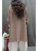 Plus Size Casual Embroidered Cotton-Linen Shirt: Spring & Autumn Retro Style