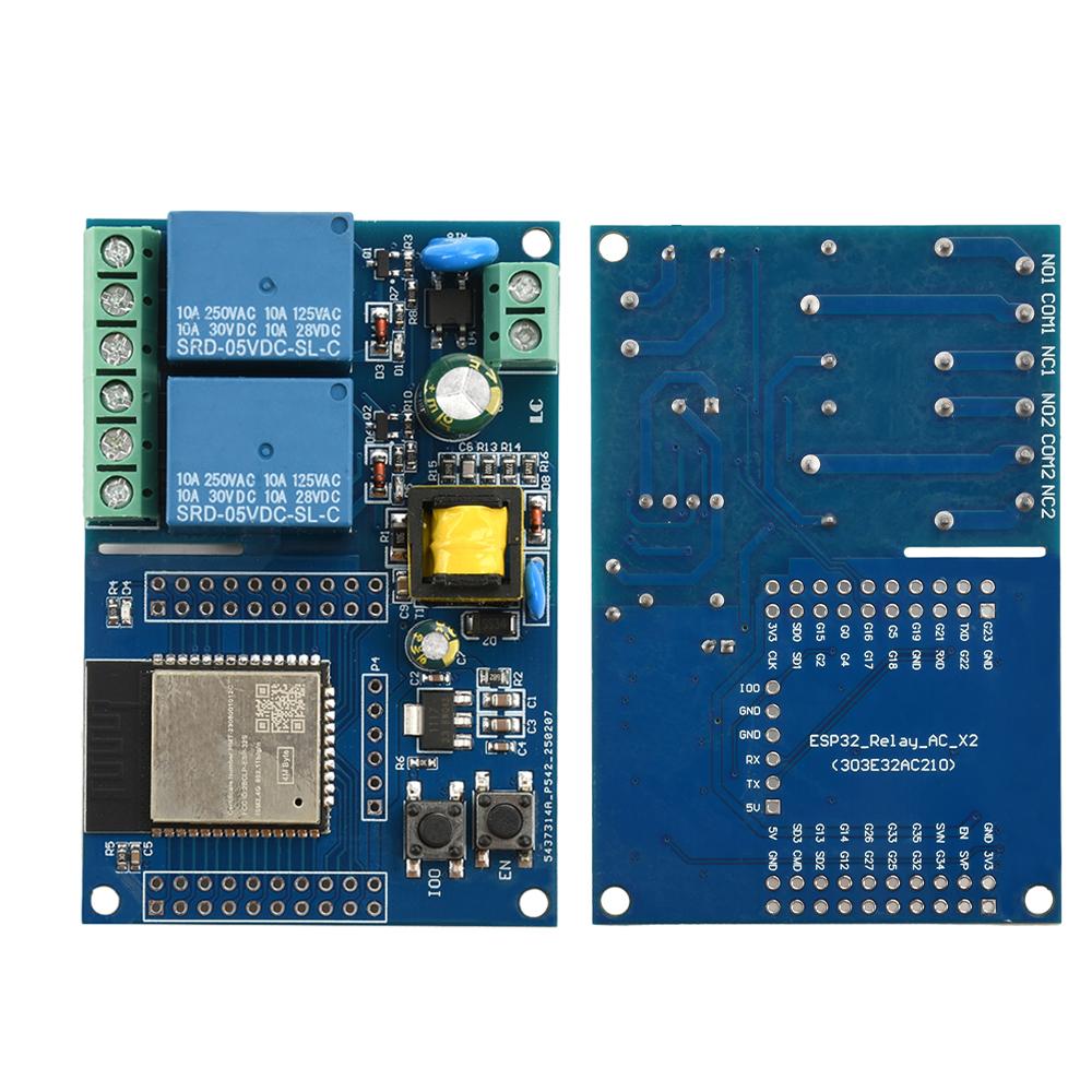 AC220V Power Supply ESP32 WIFI Bluetooth-Compatible 2 Channel Relay Module ESP32 Development Board Electronic Component Kit