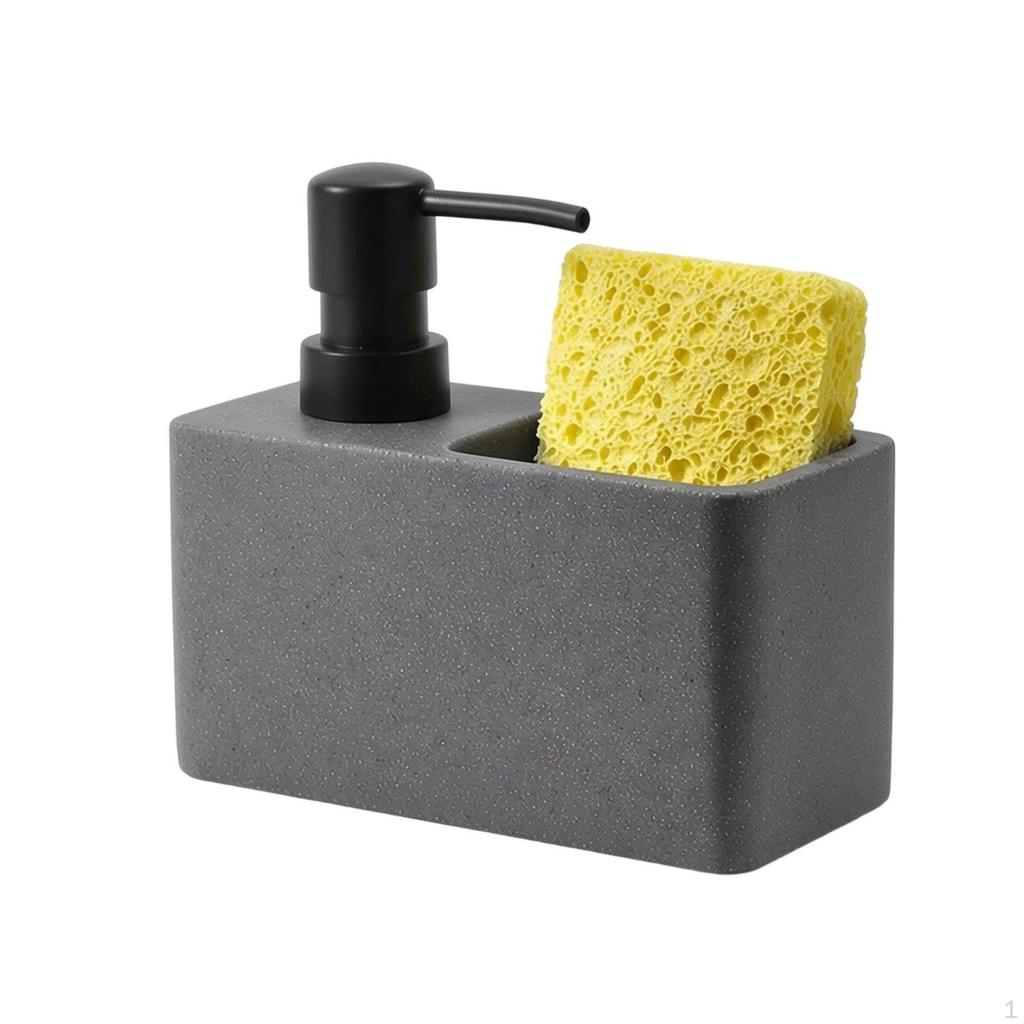Soap Dispenser Sponge Holder 2in1 Design Kitchen Sink 200ml Capacity Resin Dish