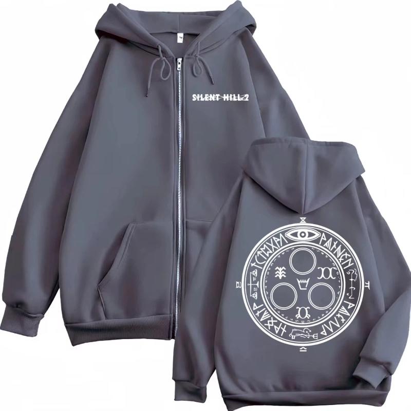 

Game Print Zipper Hoodies High Quality Fashion Zip Up Pullovers Men Women Casual Long Sleeve Sweatshi 4XL темно-сірий