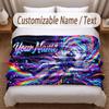 Astronaut Space Theme Soft Blanket Personalized Custom Name Text Print Warm Blanket Home Sofa Bedroom Decor