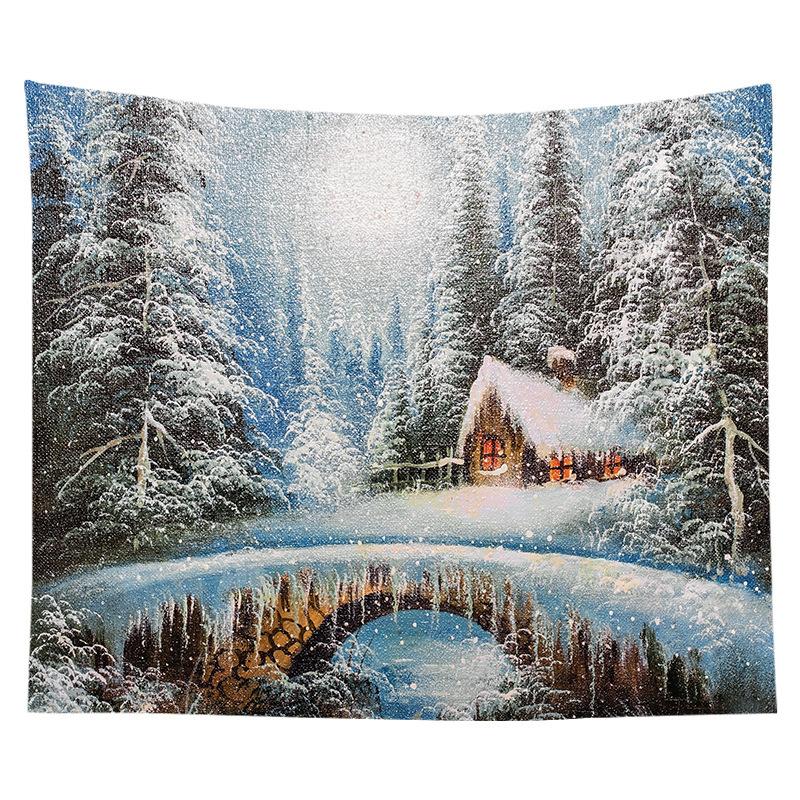 Nordic Christmas Tapestry Watercolor Christmas Tree Print Bedside Hanging Cloth Bedroom Background Cloth