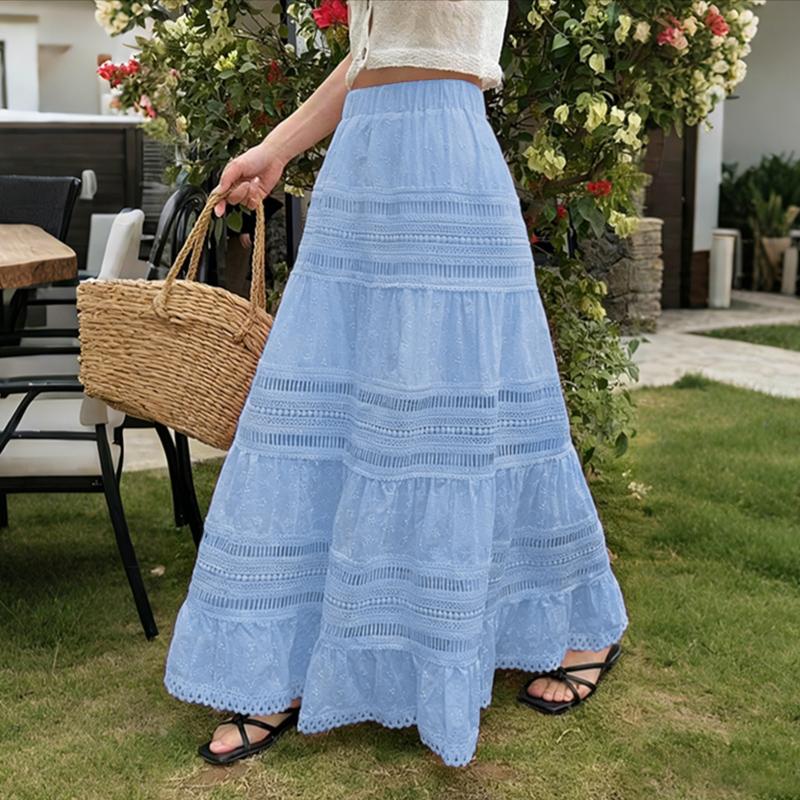 ZANZEA Women Summer Fashion Lace Crochet Patchwork Casual Long Skirts