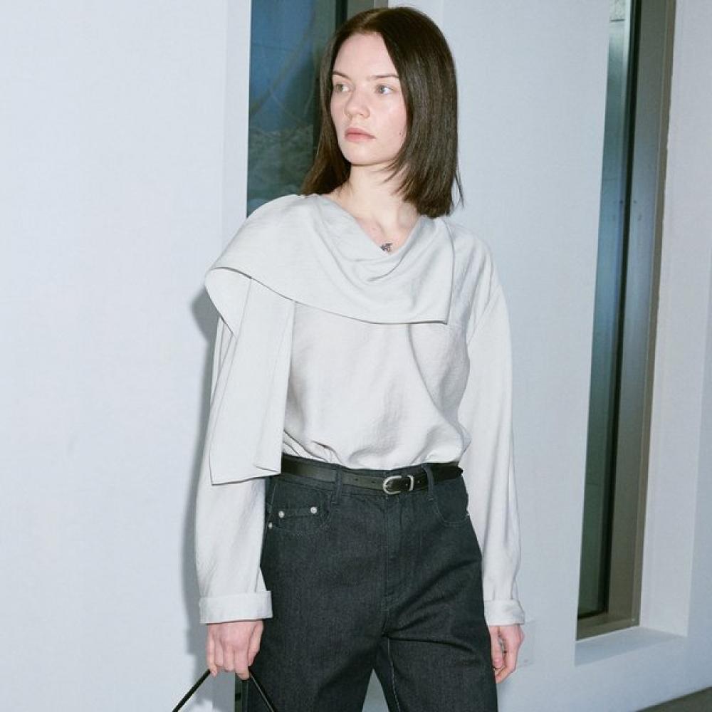 

On On Neck Drape Blouse New6sb210 11 LIGHT GREY/M_02
