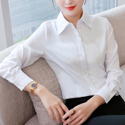 Women Shirt Lapel Long Sleeve Single Breasted Shirt Tops Solid Color Work Formal Shirt Versatile