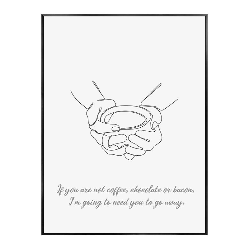 Abstract Line Drawing Coffe Poster Funny Quotes Kitchen Decorative Paintings Canvas Nordic Wall Art Picture Home Cafe Decoration