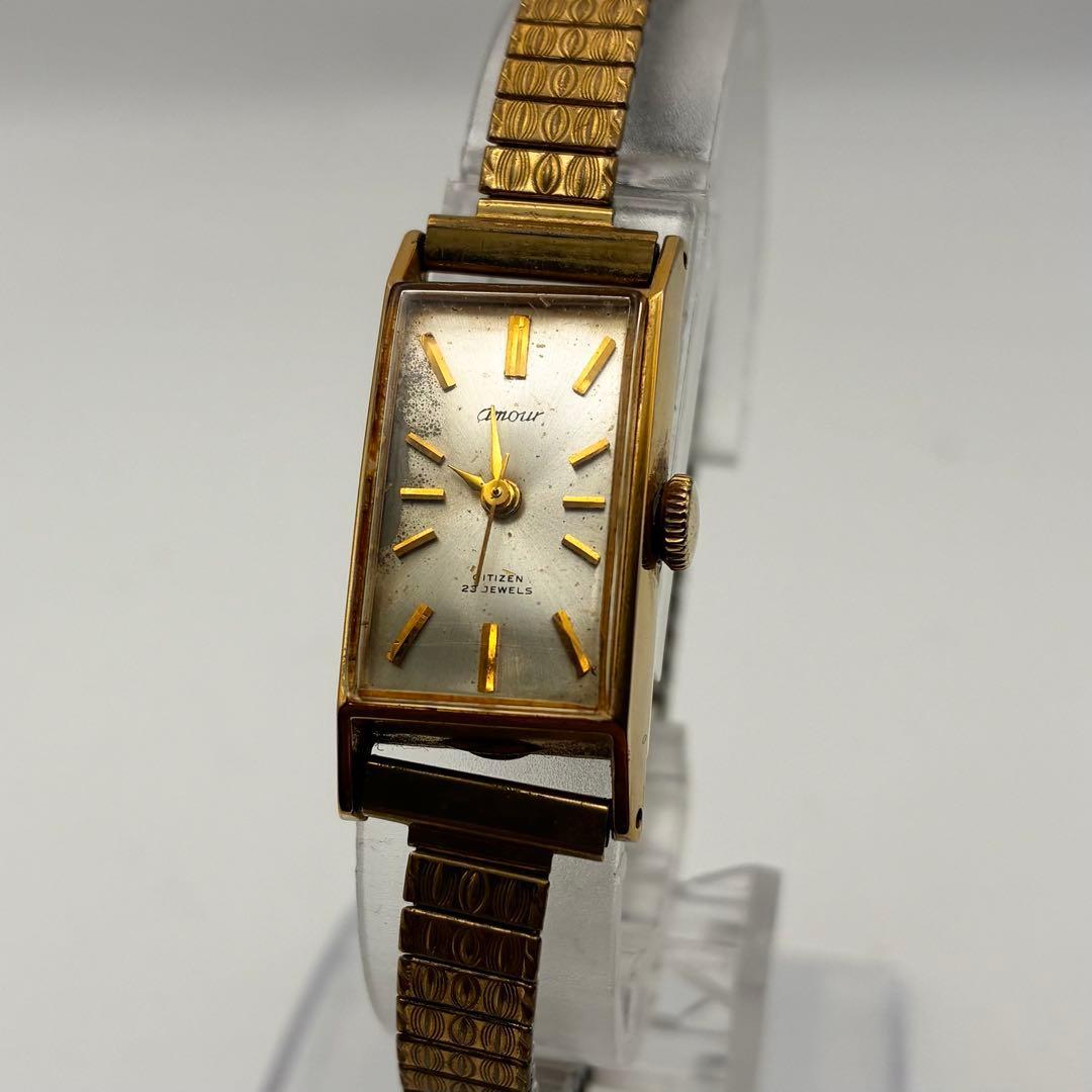 Used [Working item] CITIZEN amour rectangle hand-wound bracelet ladies