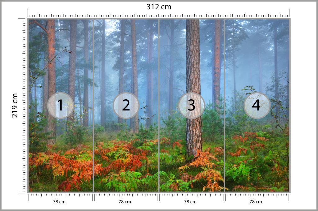 Photomural Forest In Fog Smooth Vinyl 312x219