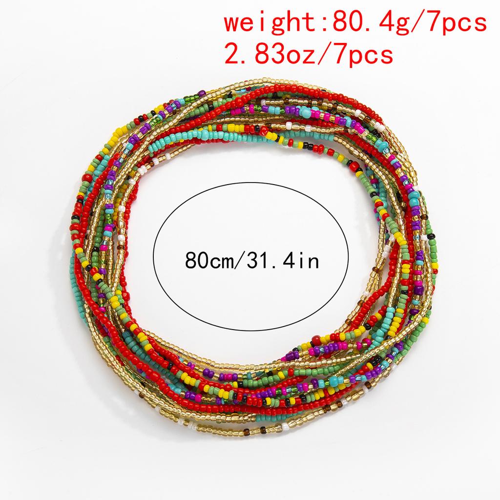 Fashion And Sexy Contrasting Color Rice Bead Waist Chain, Bikini Chain Mixed And Matched Multi-Layer Body Chain For Women