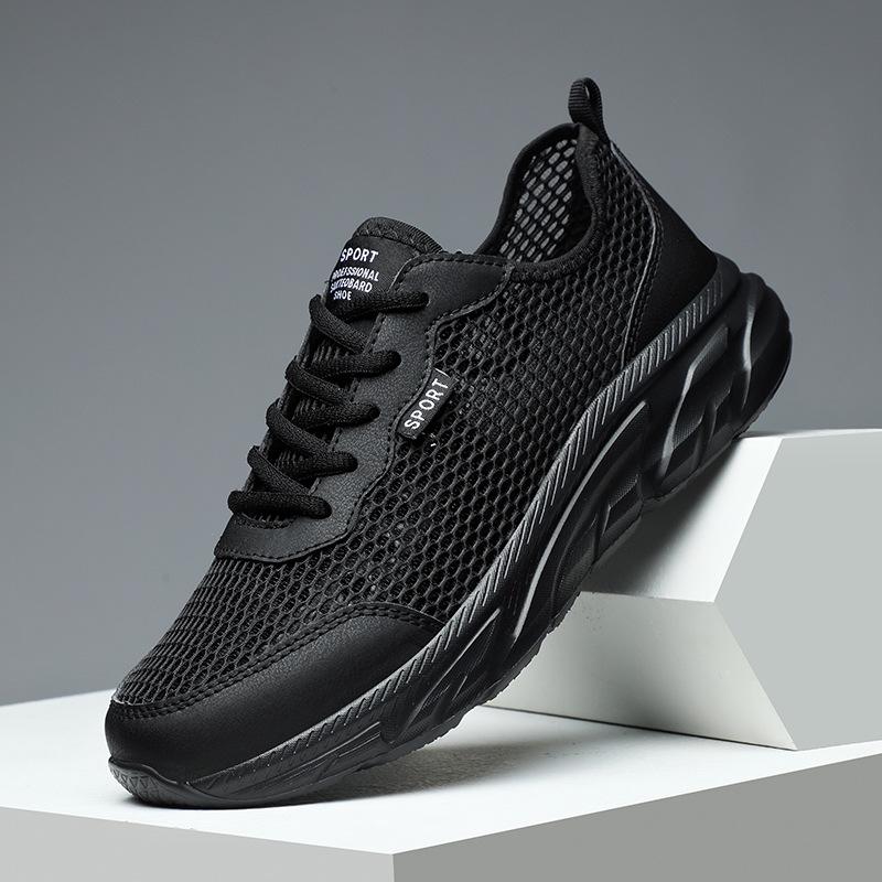 Large Size Men's Shoes Through Holes Mesh Breathable Casual Shoes Summer Lightweight Sports Fashion Running Shoes-size
