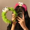 Funny Furry Monster Headband with Big Eyes, Plush Cartoon Headdress for Women Adults Face Washing & Party Wear Costume Cosplay