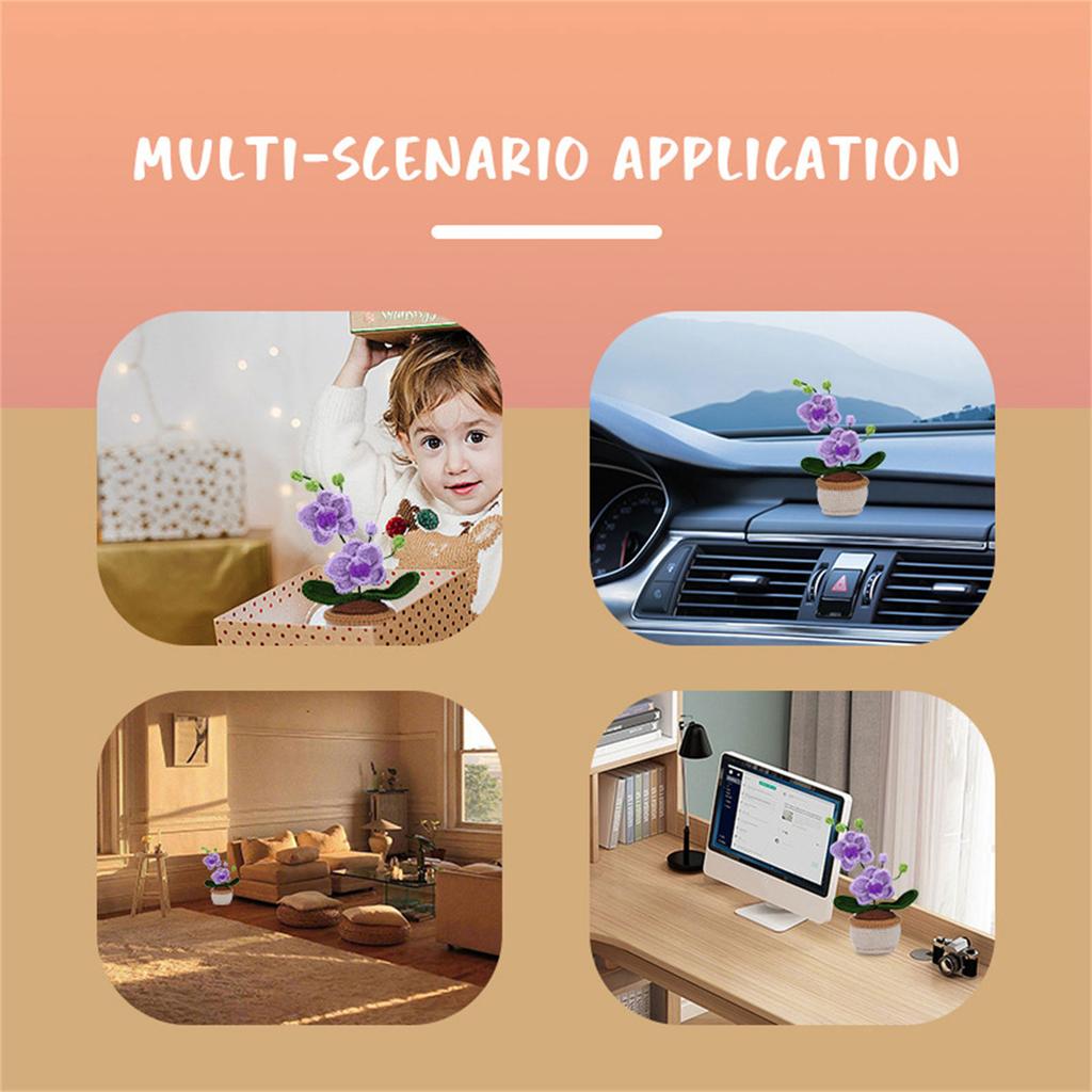 Complete DIY Potted Plant Crochet Kits for Home Decor Birthday Gift Incluing Crochet Hook Yarns Needle Instructions