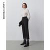 LANCY Straight-Leg Cropped High-Waist Suit Pants