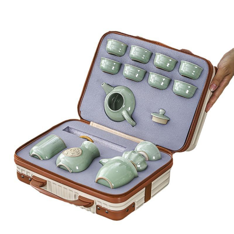 Ge Kiln Opening Kung Fu Tea Set, Business Gift Set, Gift Box, Office Meeting Guests, Making Teapots for Customers