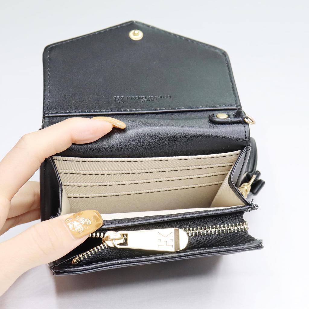 Hiroko Koshino Femme Bifold Easy to with Orange Women's Wallet, Letter-Shaped, Use, Compact, Strap,