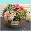 Stunning 6 Heads Artificial Silk Hydrangea Fake Flower Bridal Bouque For Elegant Home Decor