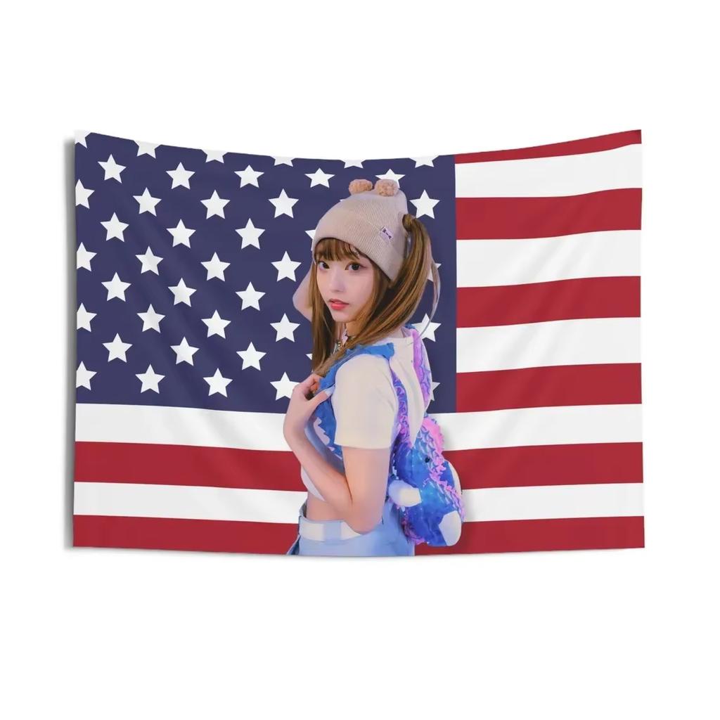 Haerin Flag Banner Tapestry Flat Printed Aesthetic Wall Hanging Backdrop Decor for Bedroom Dorm Sofa Cover