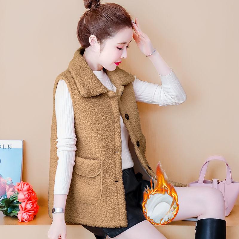 Plus Velvet Thickened Imitation Lamb Velvet Vest Women's Autumn and Winter Korean Style Loose Outer Wear Fashion Warm Vest