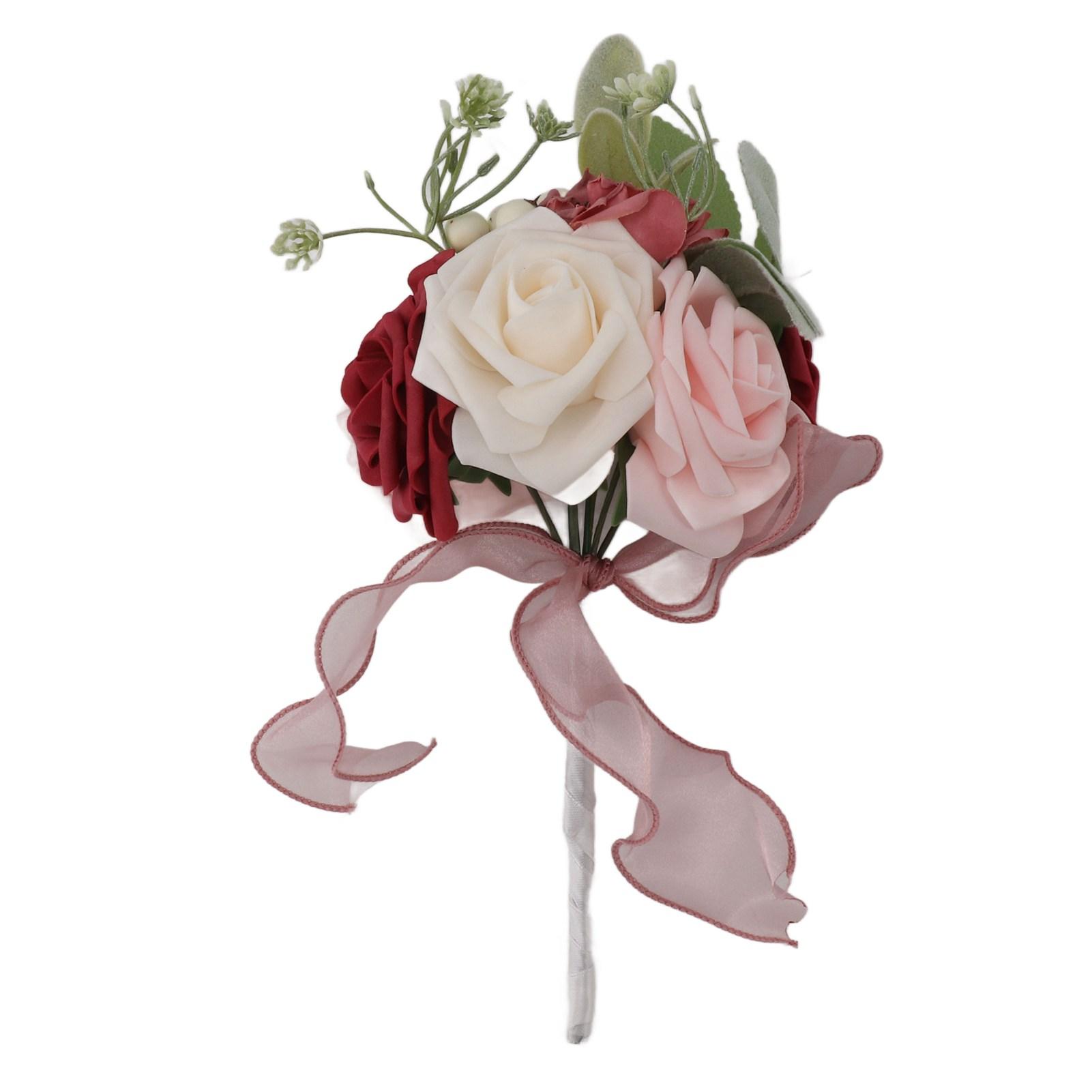 

Романтичный свадебный букет из роз, искусственные шелковые цветы, поддельные цветы, букет подружки невесты, домашний Rose Red