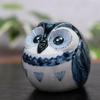 Waza no Kura Stylish Owl Figurine, Kutani Ware, Owl with Jade Design, Blue and White Porcelain, Lucky Charm, High-End Brand Interior Decor Object, Per