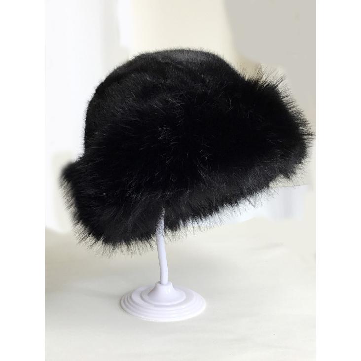 Imitation Fur Hat for Women, Autumn and Winter Plush Fisherman Hat, White, High-end, Adult, Face-slimming, Warm, Ear-protecting