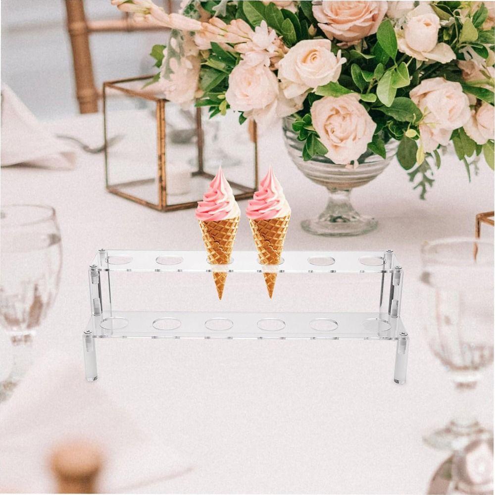 Double-Layer Clear Cones Display Holder 12 Holes Snack Storage Rack Christmas