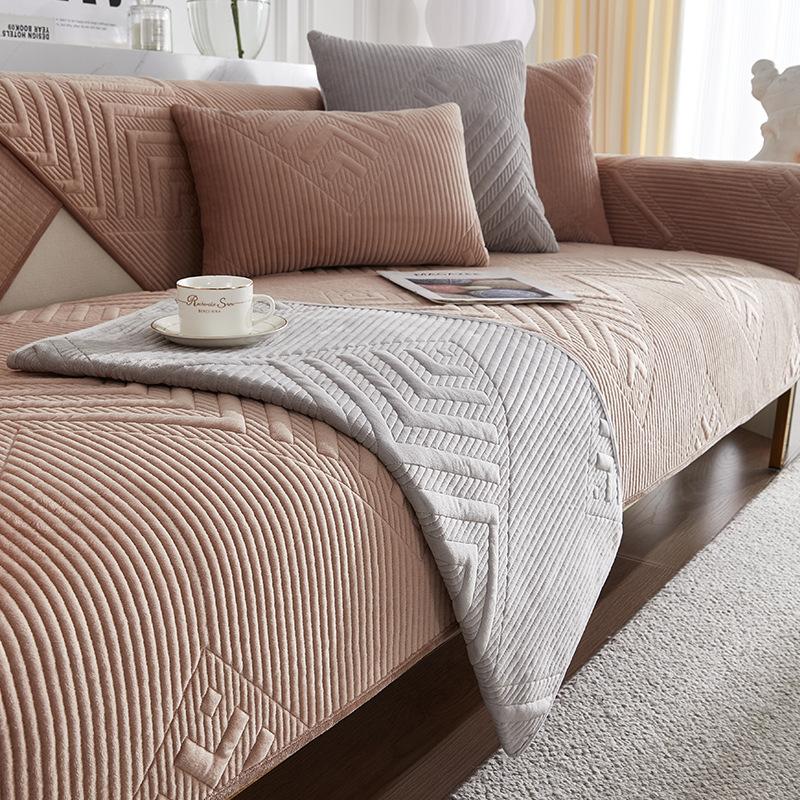 Sofa Cushion Four Seasons Universal Non-Slip Sofa Cover Short Plush Leather Cushion Cover Cloth Cover Modern Simple Thickened