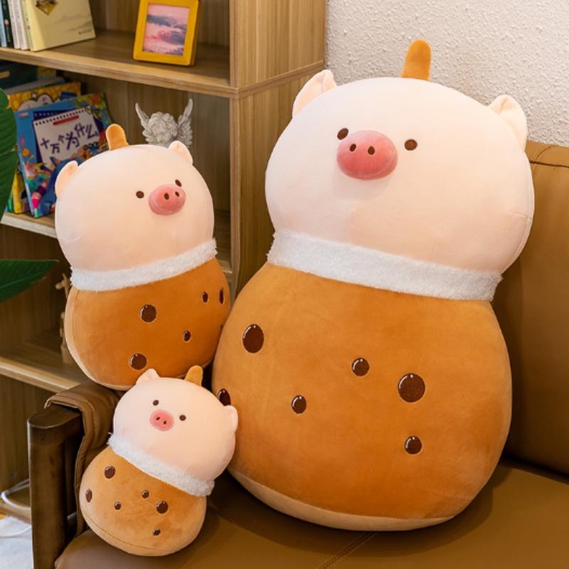 Big Brown Plush Pig Doll Toy For Kids, Creative Gift Idea With Pp Cotton Material