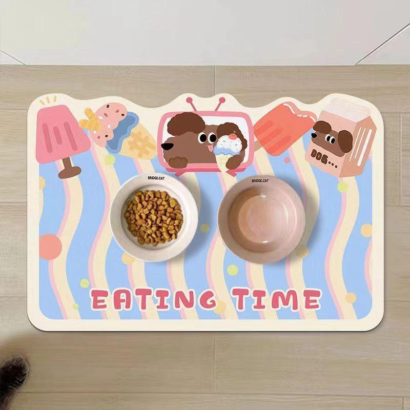 Cute Animal Silicone Diatomite Spillproof Pet Feeding Mat For Dining And Feeding