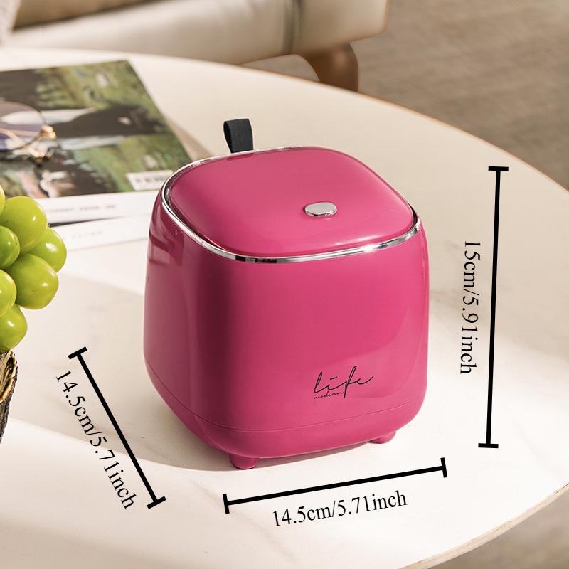 

1pcs Light Luxury Press Desktop Trash Can Double-layer Coffee Table Pop-up Lid Small Storage Bucket Safe Material розы красного