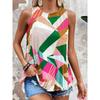 Summer New Arrival Geometric Print Pullover Sleeveless Tops Women 2025 European and American Leisure Loose Color Matching Outwear Vest Women