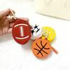 PU Leather Sports Theme Keychain Coin Pouch Small Wallet For Football Basketball Rugby Fan Waterproof Accessory