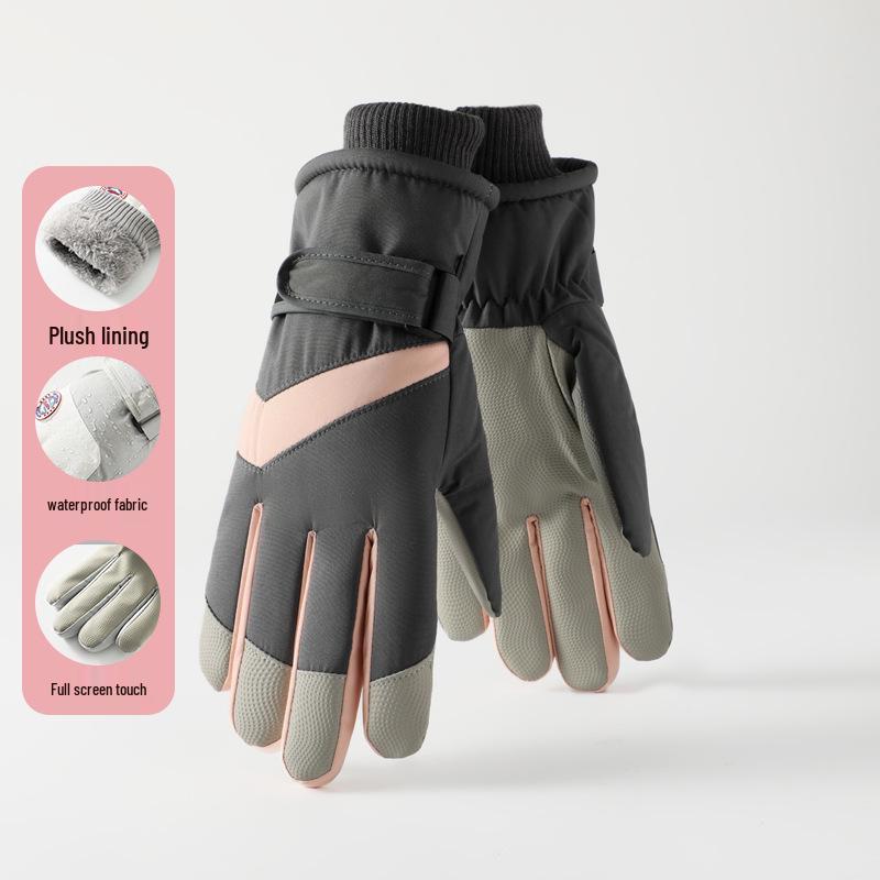 Unisex Windproof Waterproof Ski Gloves for Autumn/Winter Riding, Motorcycling. Warm, Split Finger Design with Velvet Lining.