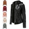 2025 Plus Velvet Women's Leather Jacket Women's Hooded Jacket