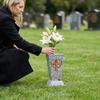 Waterproof Solar Light Cross Grave Vase, Solar Powered Weatherproof Cemetery Flower Holder for Pet & Human Headstones