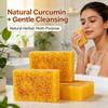 1pc 100g Turmeric Lemon Kojic Acid Handmade Soap, Natural Cleansing Soap Bar For Face And Body, Rich