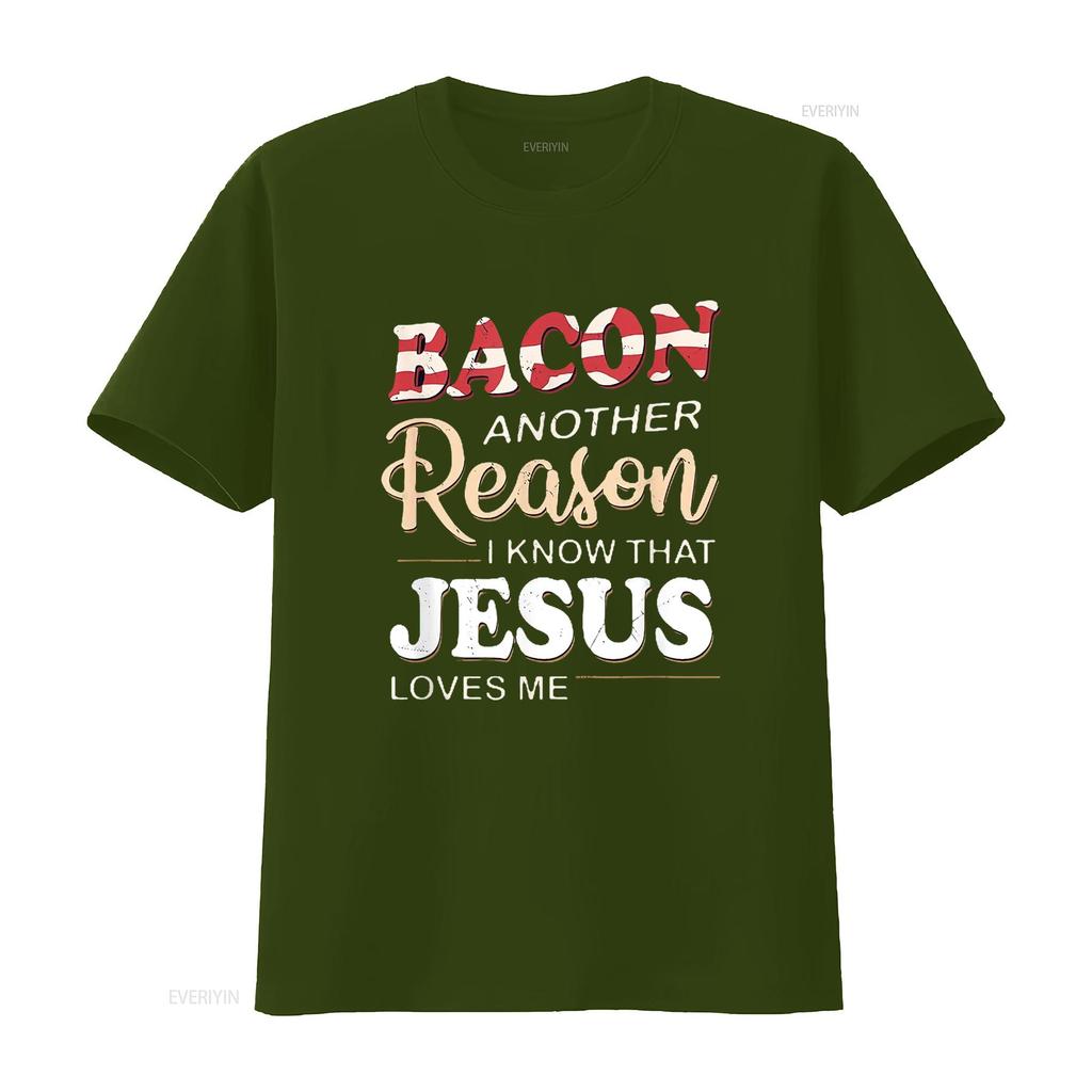 Mens Bacon Another Reason I Know Jesus Loves Me Food T Shirt Black X Large Vintage Washed Breathable Soft Versatile Stretched