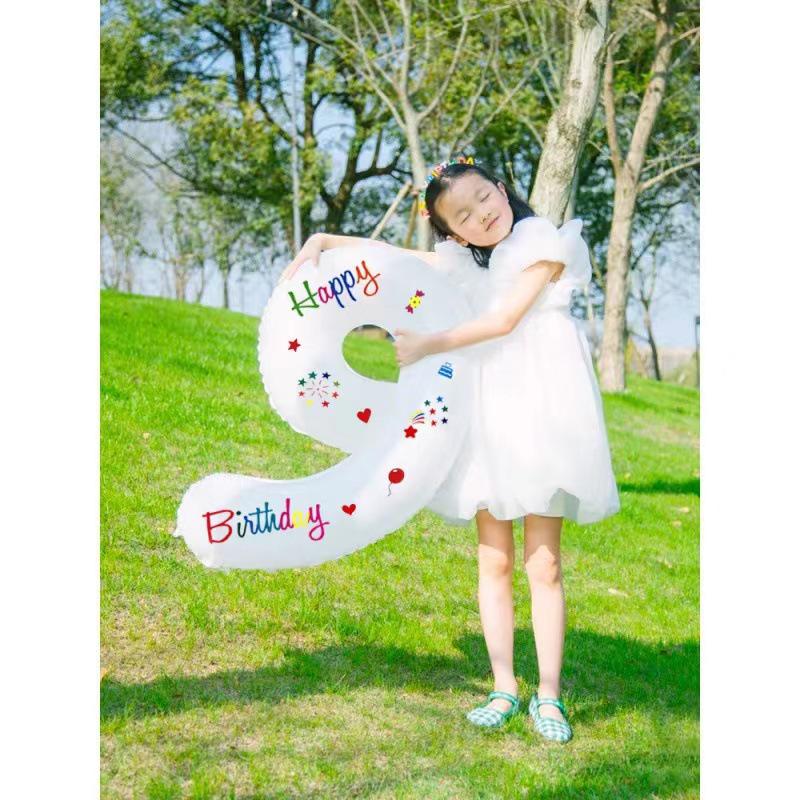 Smiley Face Number Balloons for Kids' Outdoor 2nd Birthday Party Decorations & Photo Props