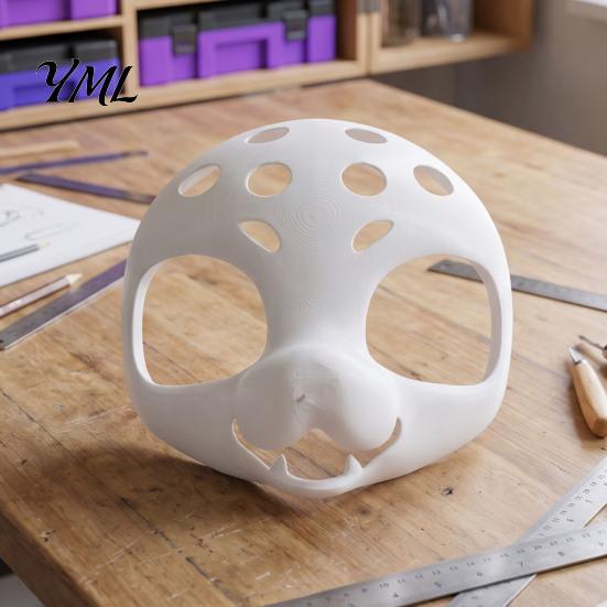 Unpainted Fursuit Mask Head Base Mask, DIY 3D Furry Animal White Therian for Halloween Cosplay Costume, Accessory