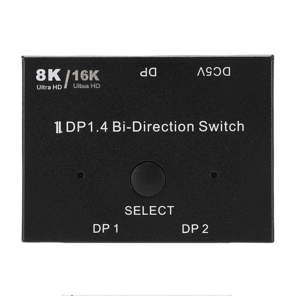 DisplayPort 16K 1.4 Umschalter 2 Ein 1 Aus Bi-Direktional 4K 240Hz 8K 120Hz Splitter Konverter für Mehrere Quellen und