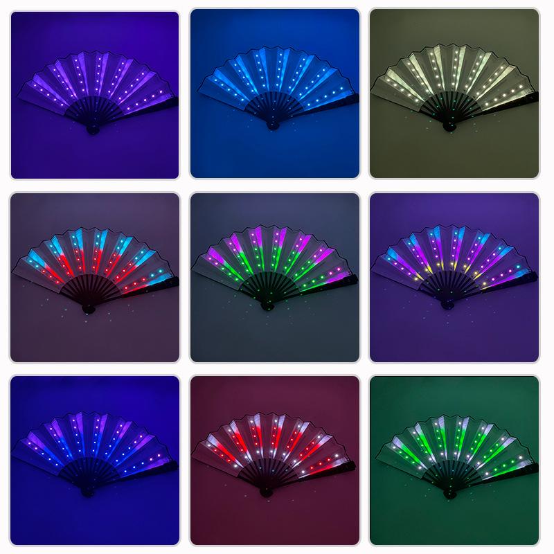 Rose Lace Edge LED Folding Fan - Wedding Gift & Dance Prop